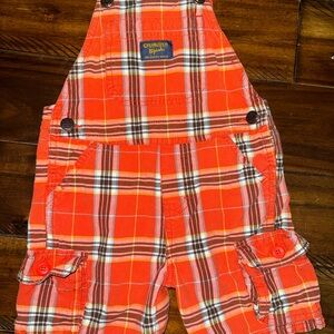 OshKosh B'gosh Bright Orange Plaid Overalls